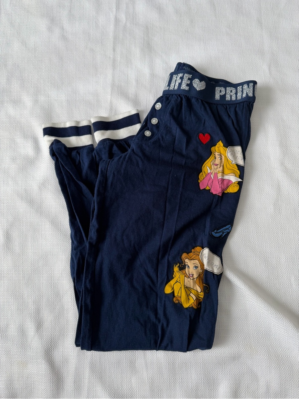 Navy Blue Princess Pajama Pants with Glitter Waistband